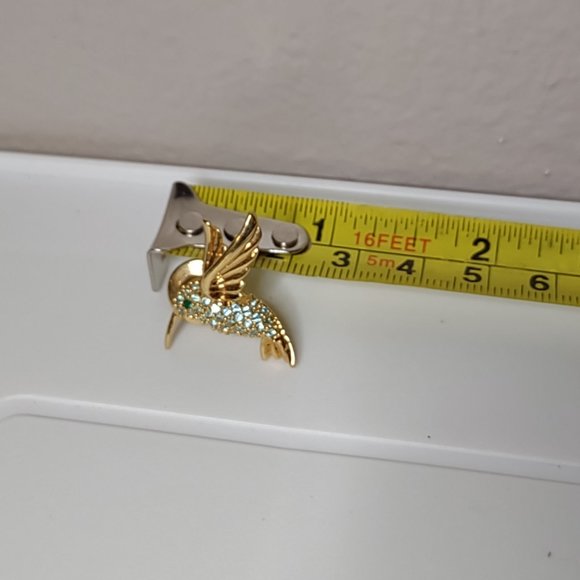 Very Pretty Blue, Green, And Gold Tone Hummingbird Pin - Picture 5 of 8